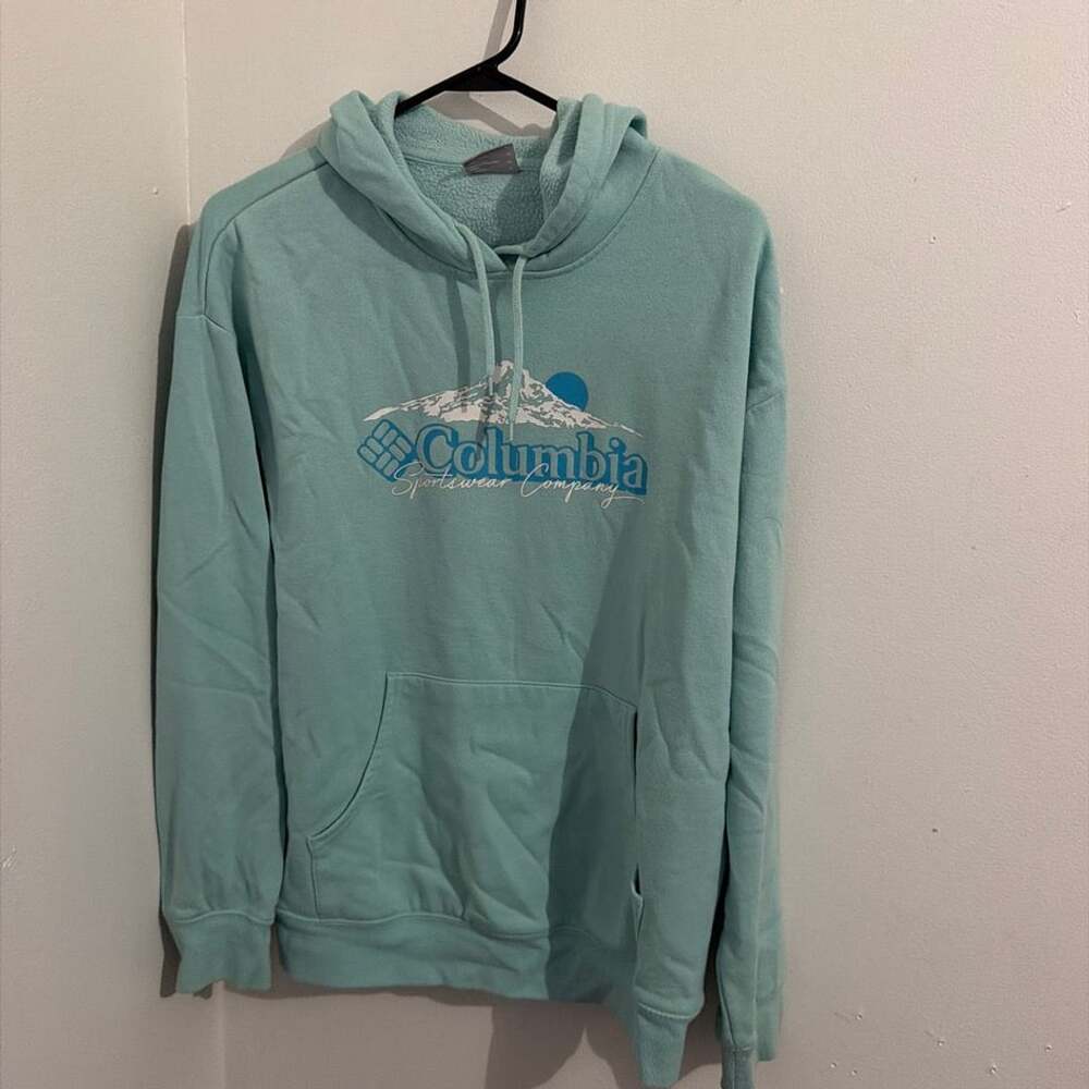 Columbia Graphic Hoodie Size M Blue Mountain Logo